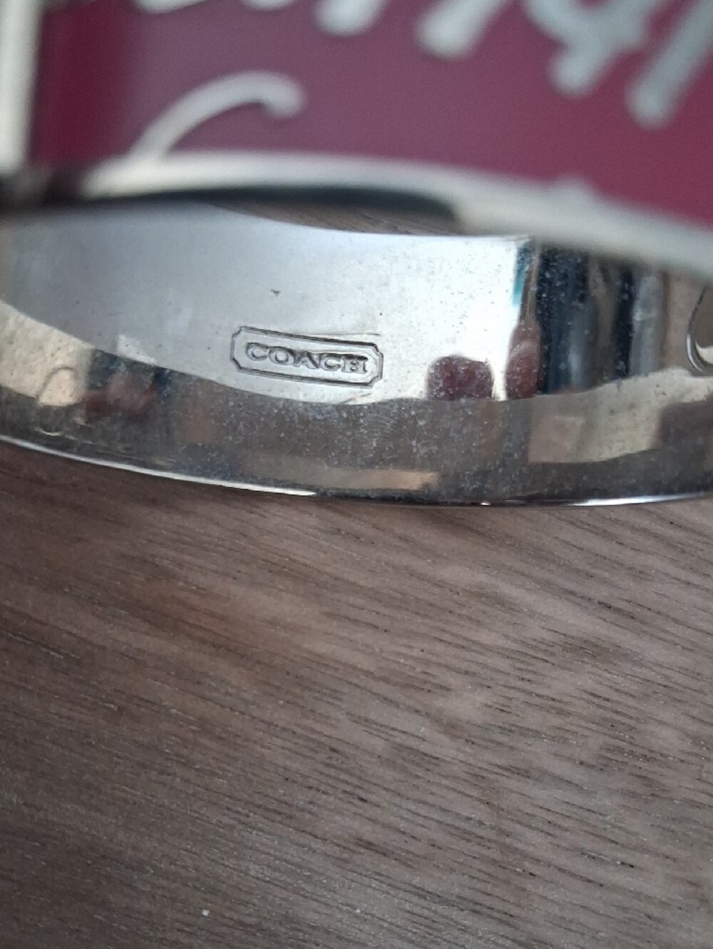 Coach Pink Enamel Script Bangle with Gold Trim - Picture 8 of 8